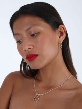 Horse Shoe Tri Petal Pendant Handmade In Sterling Silver, Gold And Vermeil 16 20' Adjustable Length, 7 of 11