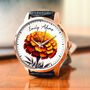 Personalised Wrist Watch With Floral Marigold Design, thumbnail 1 of 3