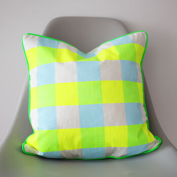 Neon Check Cushion, 2 of 8