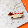 Dachshund Hot Dog Costume Perspex Halloween Necklace, thumbnail 3 of 4
