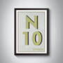 N10 Muswell Hill London Postcode Typography Print, thumbnail 8 of 11
