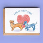 Sniffing Sausage Dogs Valentine Card, thumbnail 1 of 2