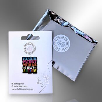 Please Be Patient I Have Autism Enamel Lapel Pin Badge, Neurodivergent Gifts For Autistic Children, 6 of 7