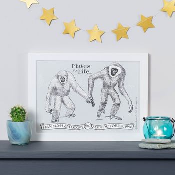 Personalised Gibbon Mates For Life Print, 2 of 2