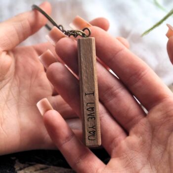 Personalised Engraved Long Walnut Keyring, 2 of 6