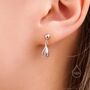 Sterling Silver Snowdrop Flower Drop Dangle Earrings, thumbnail 1 of 11