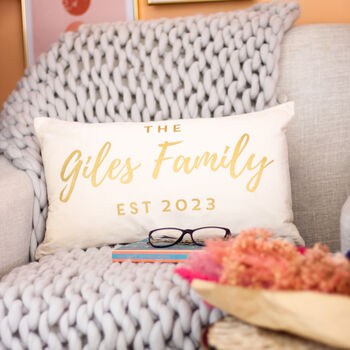 Personalised Family Name Velvet Cushion Gift For Home, 3 of 3