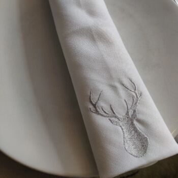 Embroidered Stag Napkin, 2 of 4