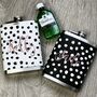 Personalised Black And White Spot Hip Flask, thumbnail 2 of 3