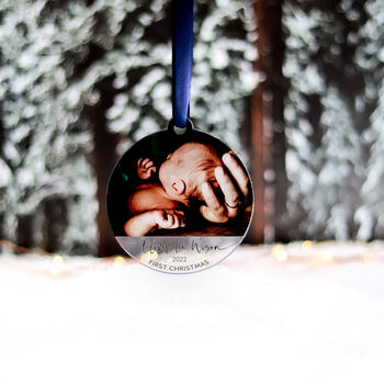 Baby's First Christmas Personalised Photo Ornament 2022, 5 of 9