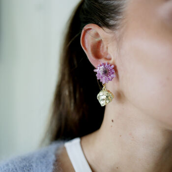 Greek Goddess Pressed Flower Resin Earrings, 5 of 12