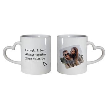 Personalised Couple's Photo Heart Handle Mug, 2 of 5