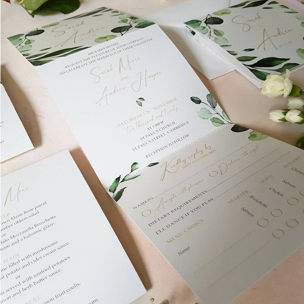 Botanical Trifold Wedding Invitations By Sienna Mai | notonthehighstreet.com