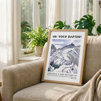 Personalised Baptism Gift Print For Adults, Mountain Christian Keepsake, 10 of 11