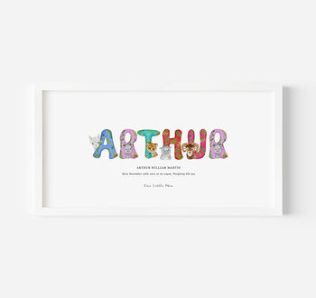 Personalised Children's Name Print | Nursery Wall Art | Animals, 2 of 10