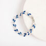 Crystal And Blue Colour Leaf Design Tennis Bracelet, thumbnail 1 of 4