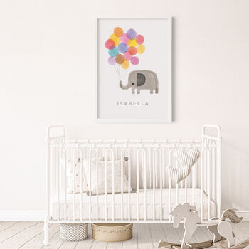 Personalised Name Print Elephant Holding Balloons, 7 of 10