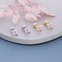 Tourmaline Pink Cz Flower Barbell Earrings, thumbnail 2 of 9