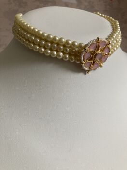 Gold Plated Kundan Stone And Pearl Necklace Set Pink, 3 of 5