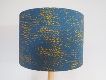 Teal Lampshade With Mustard Abstract Pattern, 5 of 6