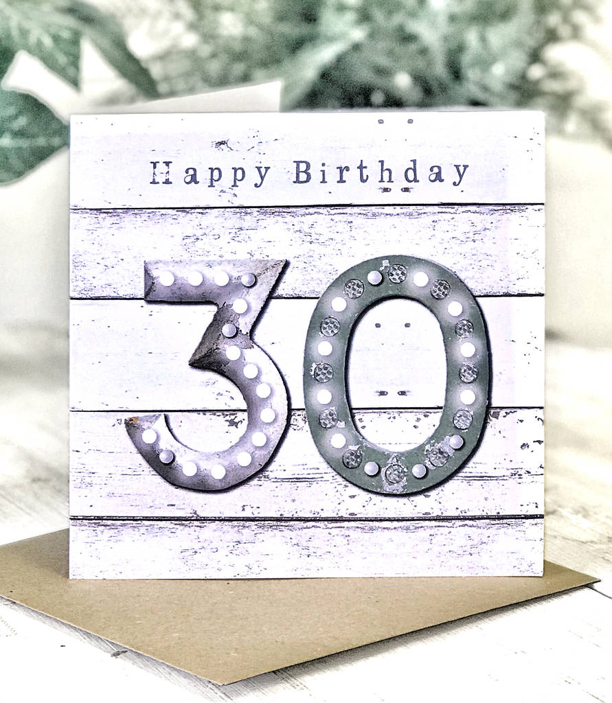 30th birthday vintage letters male greeting card by lucy ledger designs ...