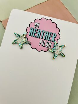 Twinkle Tide Small Starfish Glitter Resin Earrings, 5 of 7