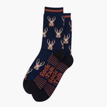 Dapper Hare Men's Bamboo Dress Socks Navy, 3 of 4