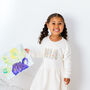 Personalised Girls Dress Natural Name Long Sleeved, thumbnail 10 of 12