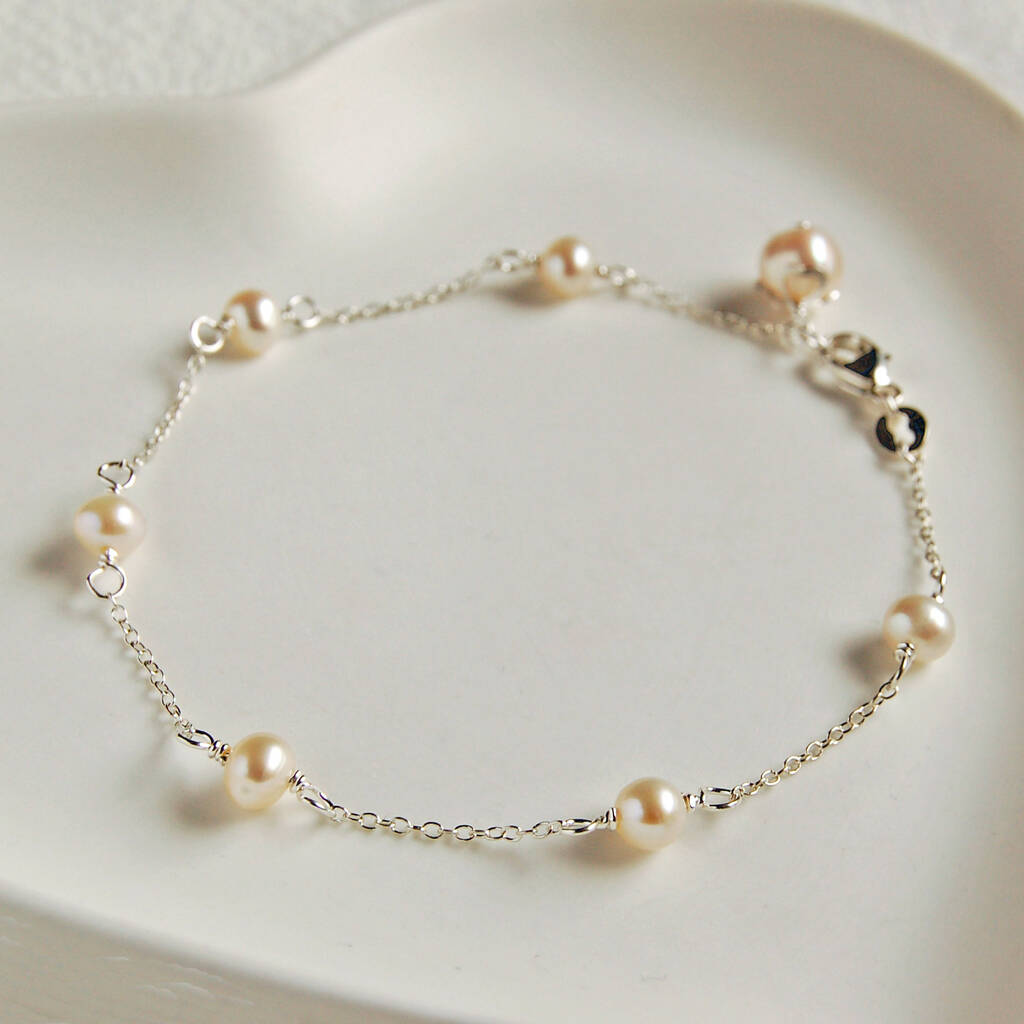 Delicate Sterling Silver And Pearl Bracelet, 1 of 2