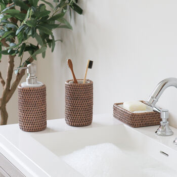 Marbury Taupe Rattan Toothbrush Holder, 4 of 4