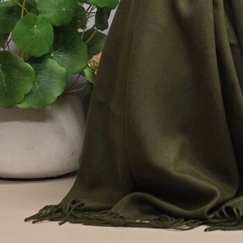 Super Soft Plain Pashmina Style Scarf In Army Green, 3 of 3