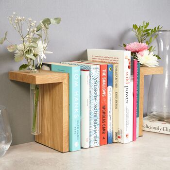 Solid Oak Bookend Stem Vase – Single Or Pair, 3 of 9