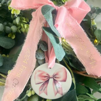 Personalised First Christmas Bow Ornament, 3 of 4