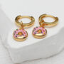 Custom Gold Plated And Enamel Charm Huggie Hoops, thumbnail 1 of 5