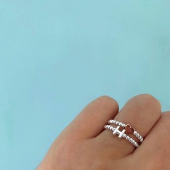 Sterling Silver Initial Stacking Ring, 6 of 10