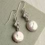 Silver Art Deco Pearl Chrysler Earrings, thumbnail 2 of 7