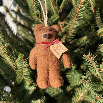 Personalised Festive Bear Christmas Tree Decoration, 2 of 2