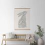 Nursery Floral Bunny Wall Hanging Hand Drawn Design, thumbnail 2 of 2