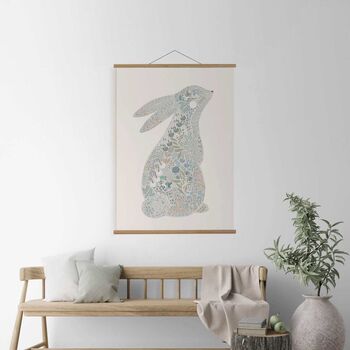 Nursery Floral Bunny Wall Hanging Hand Drawn Design, 2 of 2