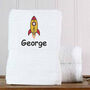 Children's Personalised Rocket Bath Towel, thumbnail 1 of 7