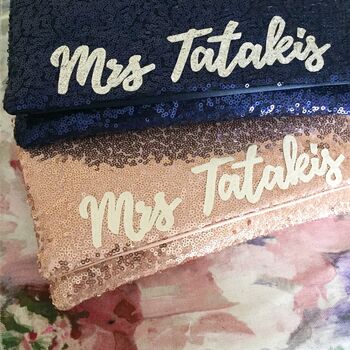 Rose Gold Sequin Personalised Name Clutch, 2 of 6