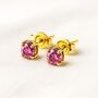 Gold Coloured Stud Earring Birthstone Bridesmaid Girlfriend Gift, thumbnail 2 of 6