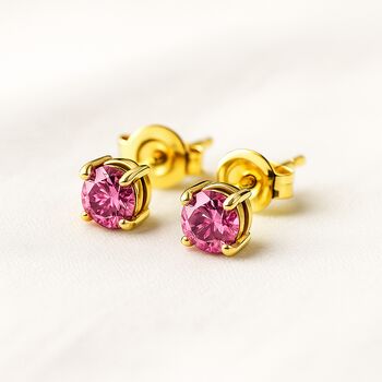 Gold Coloured Stud Earring Birthstone Bridesmaid Girlfriend Gift, 2 of 6
