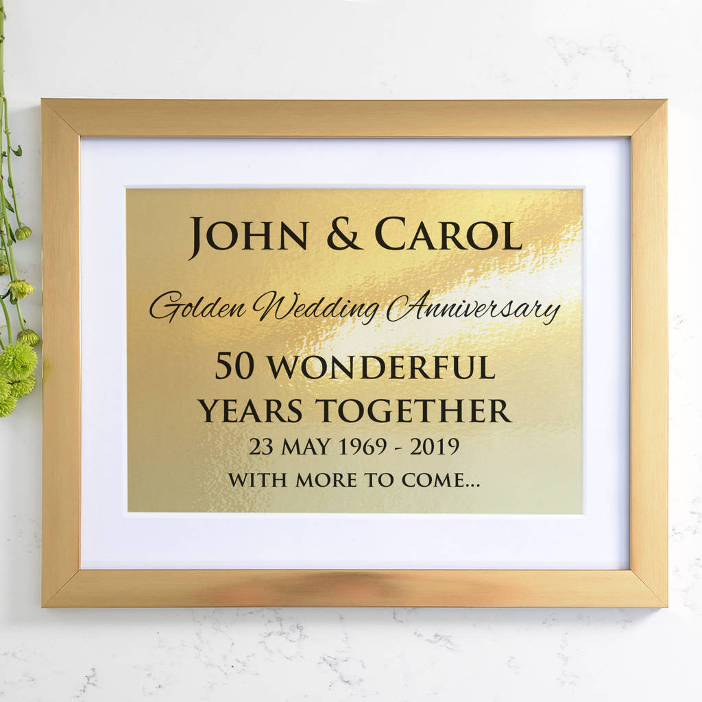 Personalised Golden Wedding Anniversary Framed Print, 1 of 4