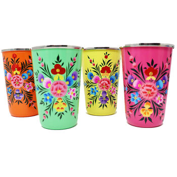 Hand Painted Metal Tumbler Cups Set Of Four, 9 of 9