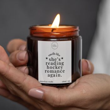 Reading Hockey Romance Again Candle With Matches, Heated Rivalry Gifts, 5 of 11