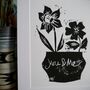 Personalised You And Me Birth Flowers Linocut Print, thumbnail 3 of 8