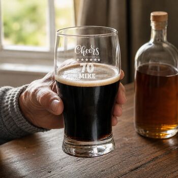 Personalised 70th Birthday Gift Pint Glass, 2 of 11