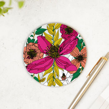 Round Coaster Floral Vivid Blooms Heat And Stain Proof, 8 of 12