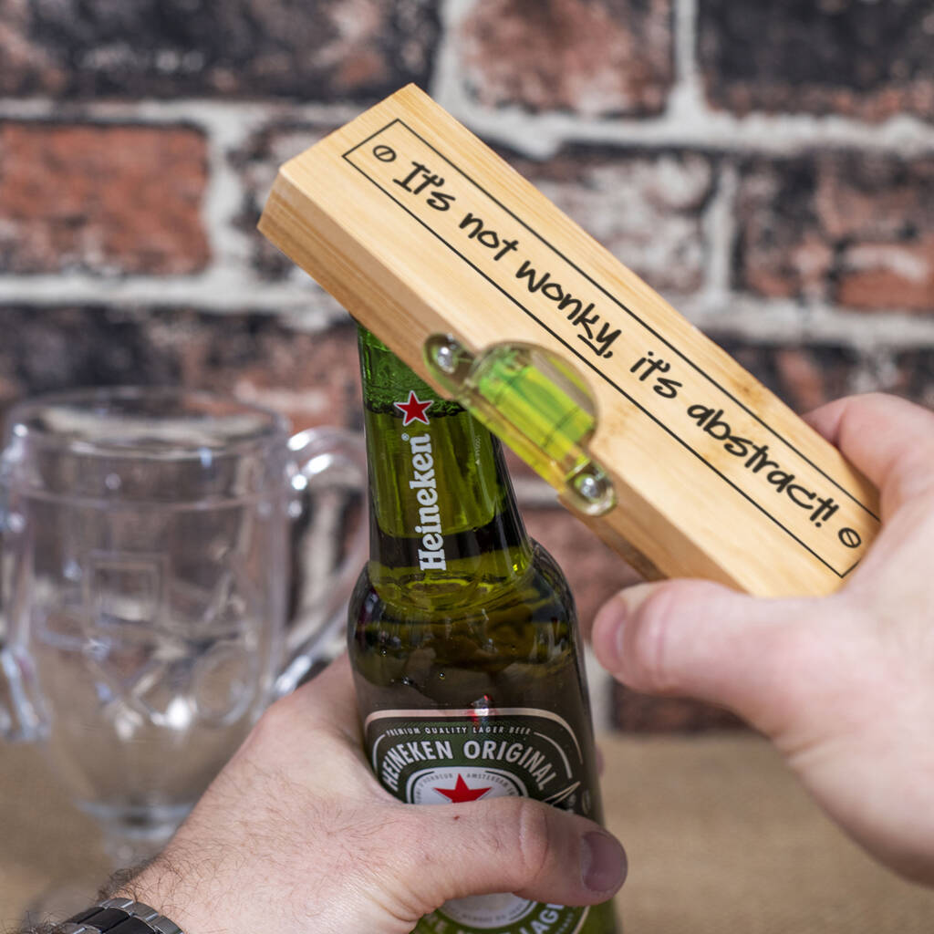It's Not Wonky Bottle Opener With Spirit Level, 1 of 4